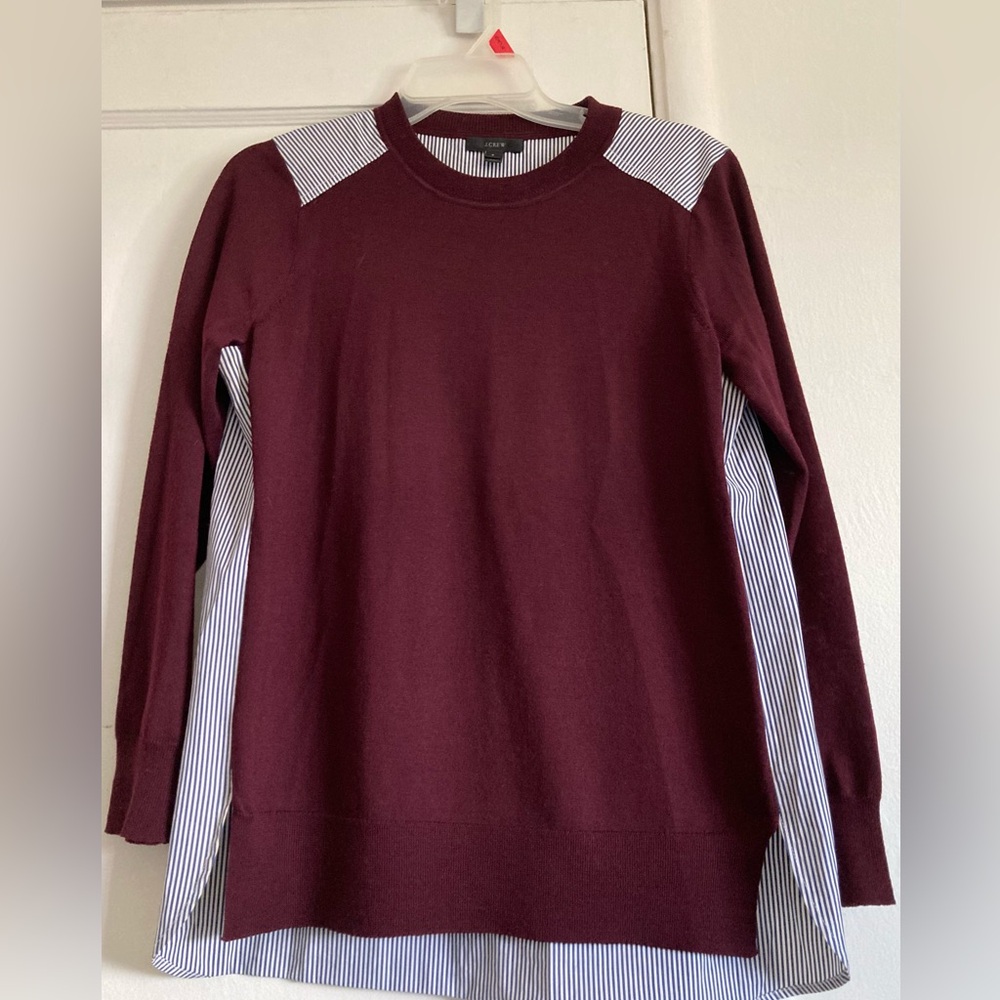 J. Crew Red and White Crewneck Sweater Knit Classic